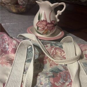 Floral Tote Bag & Walter Moorcroft Magnolia pitcher and saucer